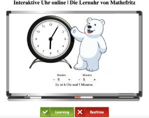 Polar bear with interactive learning clock