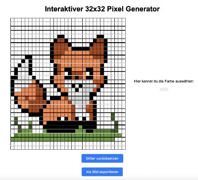 32x32 fox pixel graphic