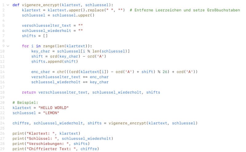 Vigenere Verschlüsselung Python
