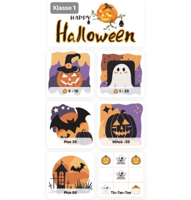 Die einzelnen Halloween Apps für Klasse 1