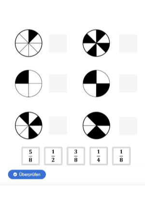 Bruchteile berechnen mit interaktiven Übungen