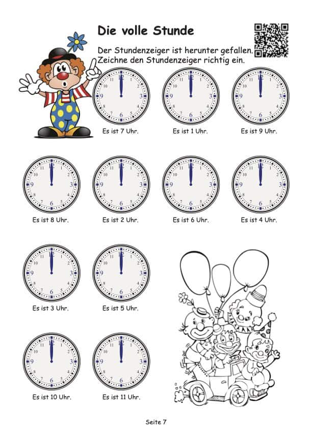 Uhrzeit lernen auf die volle Stunde