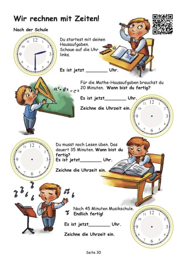 Textaufgaben mit Uhrzeiten: mit Zeiten rechnen