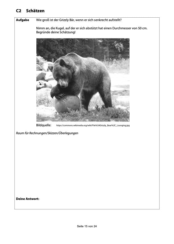 Selbstlernheft Rechnen mit Größen Aufgabe zum Schätzen und berechnen