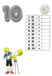 10er Reihe im kleinen Einmaleins als Arbeitsblatt zum Ausdrucken