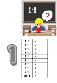 Einer Reihe im kleinen Einmaleins als Arbeitsblatt zum Ausdrucken