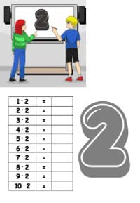 2er Reihe im kleinen Einmaleins als Arbeitsblatt zum Ausdrucken