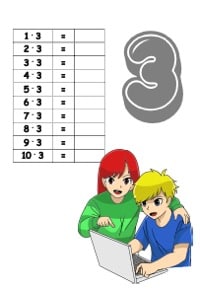 3er Reihe im kleinen Einmaleins als Arbeitsblatt zum Ausdrucken