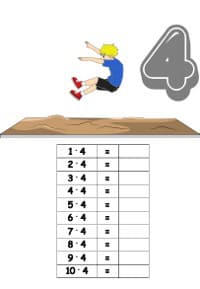 4er Reihe im kleinen Einmaleins als Arbeitsblatt zum Ausdrucken