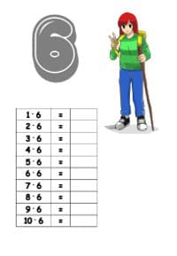 6er Reihe im kleinen Einmaleins als Arbeitsblatt zum Ausdrucken