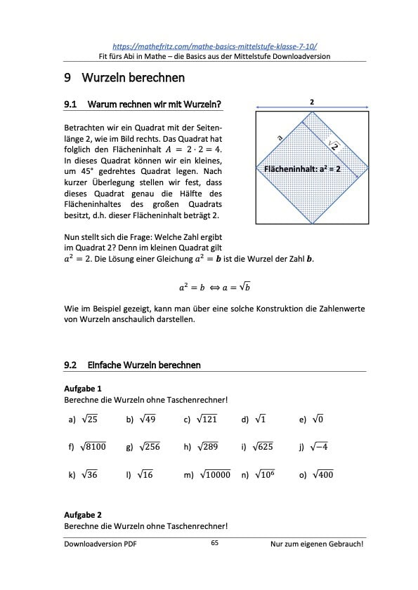 Mathe Basics: Mit Wurzeln rechnen bei Mathefritz