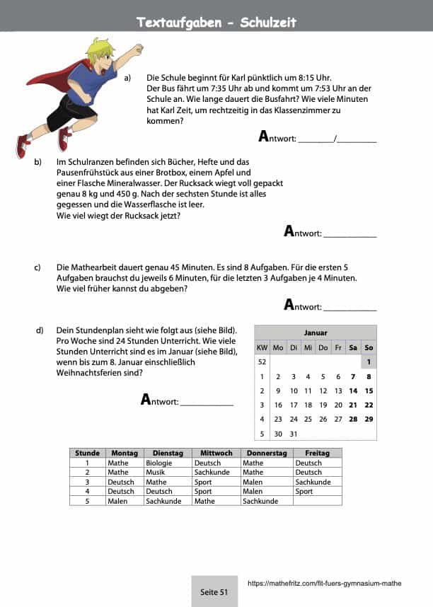 Textaufgaben Einstiegstest Gymnasium Beispiel