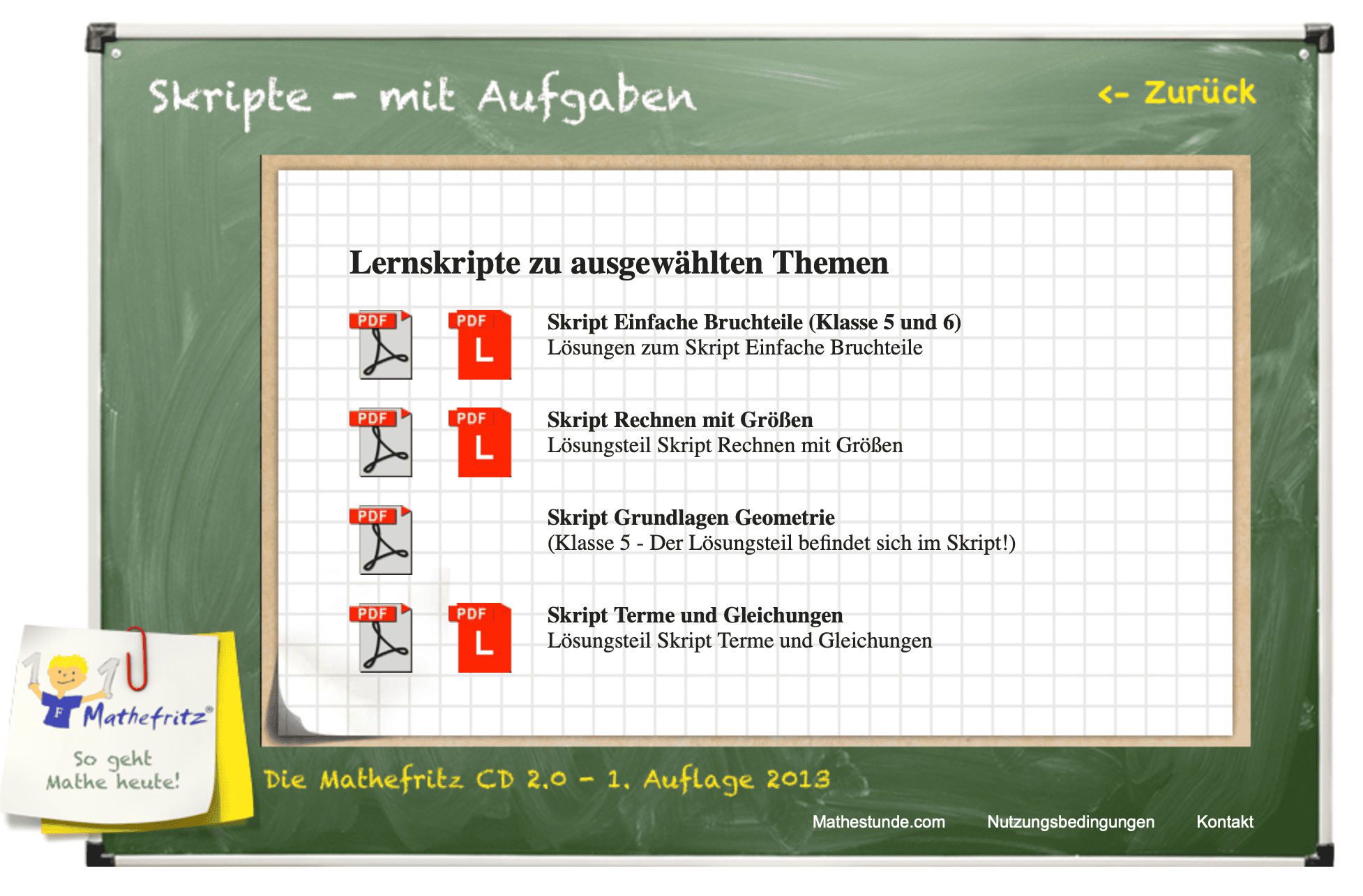 Mathefritz Auswahl an Skripten auf der Mathefritz-CD download